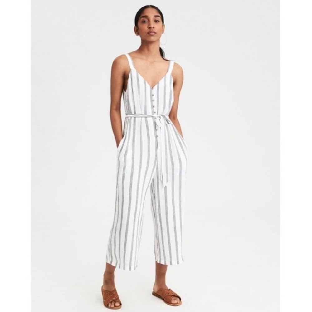AE striped button-froont jumpsuit
